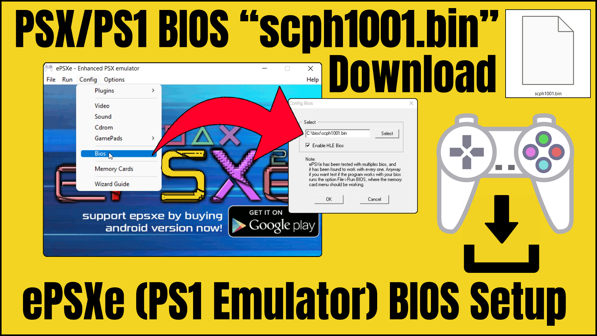 PSX PS1 BIOS scph1001.bin Download ePSXe BIOS Setup